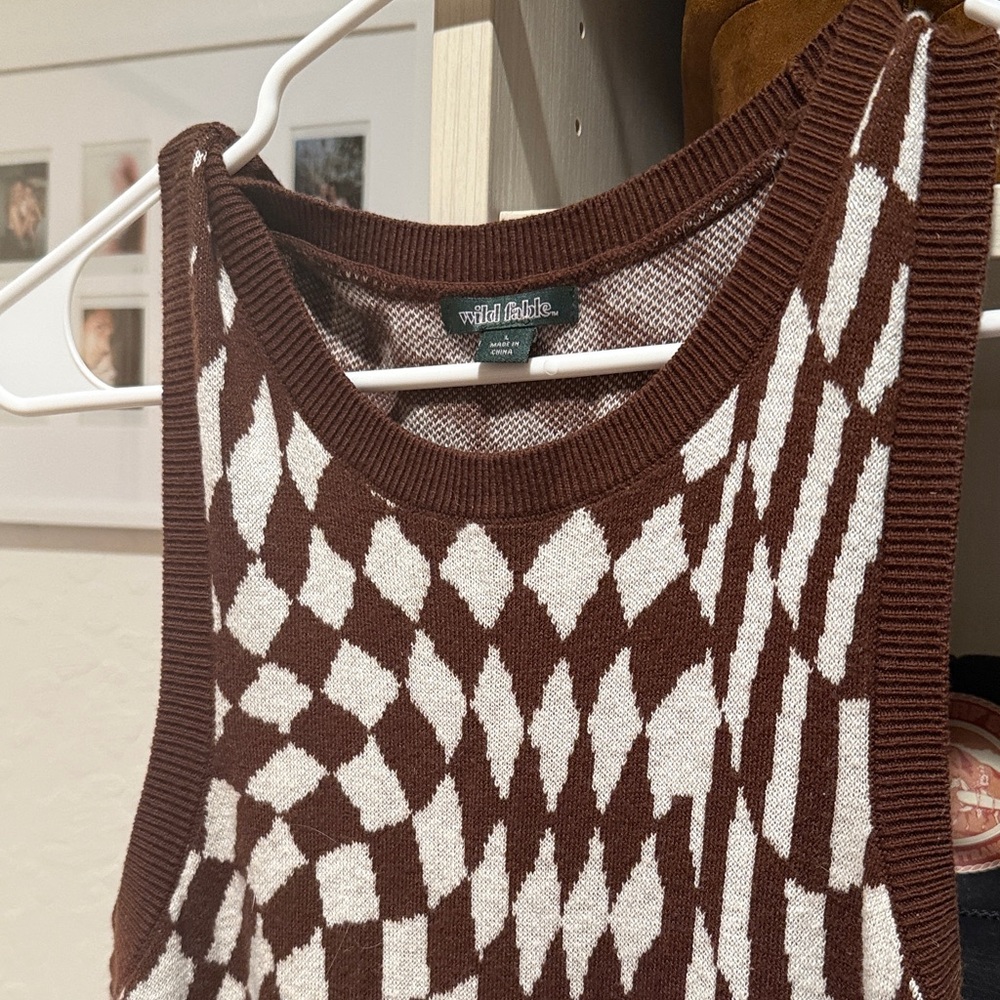 wild fable Brown & White Geometric Knit dress